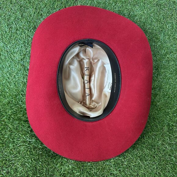 Vtg Wrangler Riata Rodeo Queen Hat 6-7/8 Small Western Cowboy Hat Red Wool USA - Picture 6 of 11
